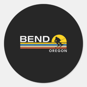 Bend Oregon Skifahren Vintag Retro Souvenirs Runder Aufkleber