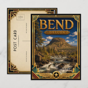 Bend Oregon Vintage Art Deco Goldenes Zeitalter Postkarte