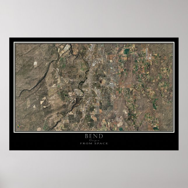 Bend Oregon von Space Satellite Map Poster (Vorne)