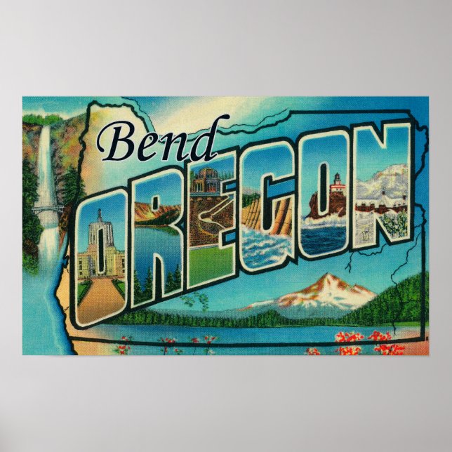 Bend, OregonLarge Letter ScenesBend, OR Poster (Vorne)