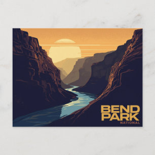 Bend Park Canyon River Vintage Kunst Postkarte