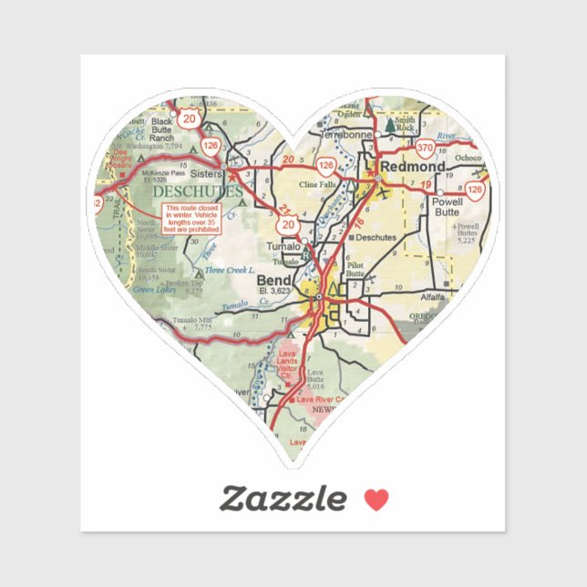 Bend und Redmond ODER Karte Aufkleber (Blatt)