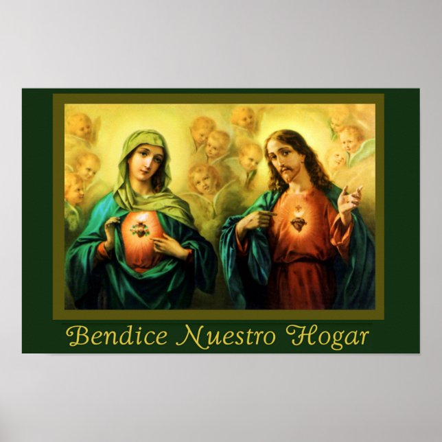 Bendicion del Hogar Jesus & Virgen Spanisches Post Poster (Vorne)
