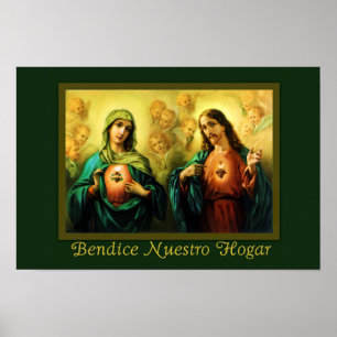 Bendicion del Hogar Jesus & Virgen Spanisches Post Poster