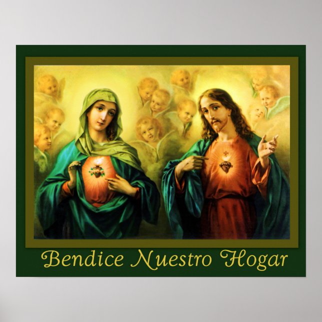 Bendicion del Hogar Sagrado e Inmaculado Corazon Poster (Vorne)