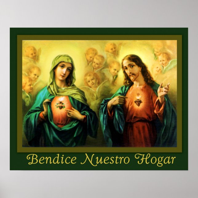 Bendicion del Hogar Sagrado e Inmaculado Corazon Poster (Vorne)