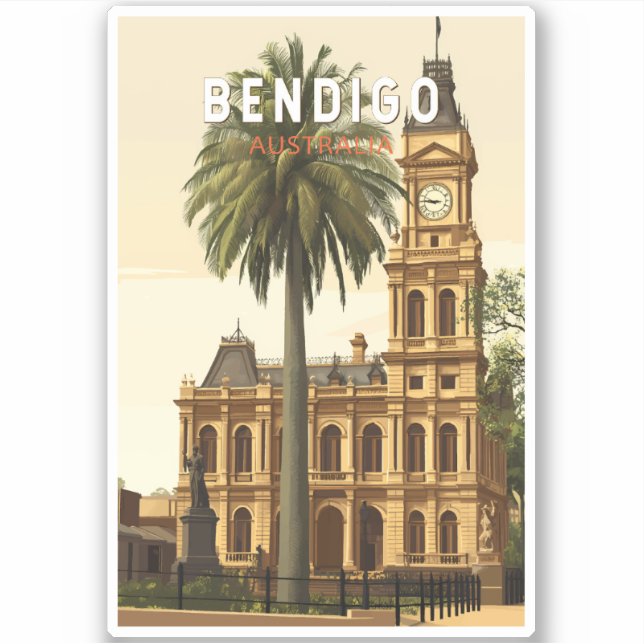 Bendigo Australia Reisen Art Vintag Aufkleber (Vorderseite)