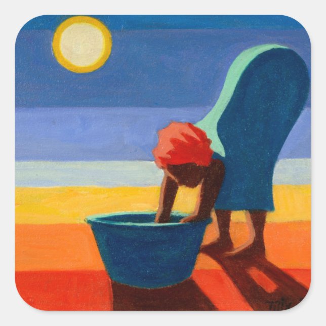 Bending Woman 2005 Quadratischer Aufkleber (Vorderseite)