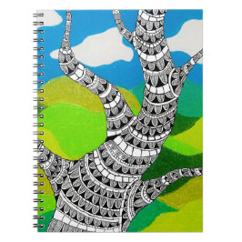 Bendy Tree Design Wolkenlandschaft mit Gras Notizblock