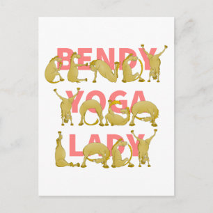 Bendy Yoga Lady Funny Niedlich Pony Postkarte