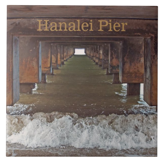 "BENEATH HANALEI PIER" (KAUAI) FLIESE (Vorderseite)