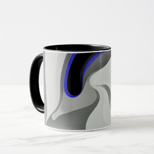 Beneath the Blue: Abstract Gray, Black & Blue Tasse (Vorderseite Links)
