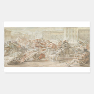 Benedetto Luti - Pius V und Botschafter des Rechteckiger Aufkleber