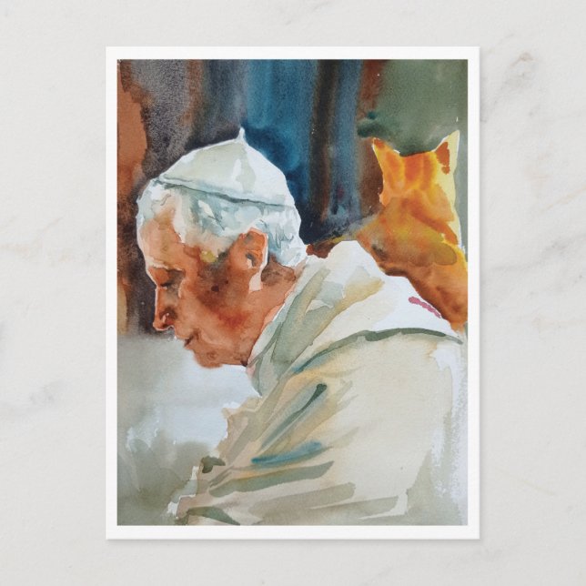 Benedict XVI Postcard Aquarell Feiertagspostkarte (Vorderseite)