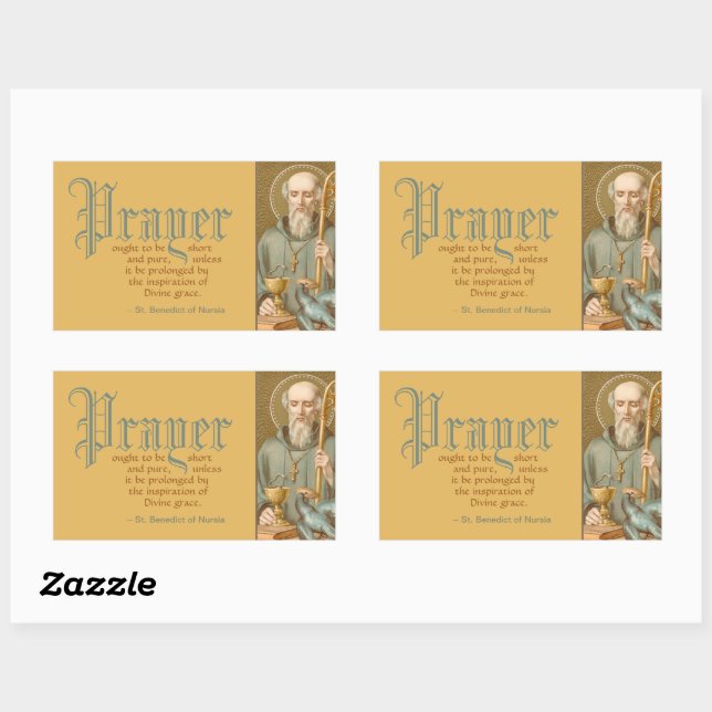 Benedikt von Nursia (JM 07; Zitat zum Gebet) Rechteckiger Aufkleber (Blatt)