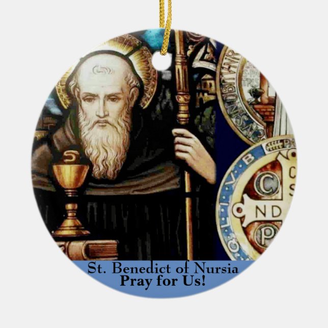 Benedikt von Nursia Keramik Ornament (Vorne)
