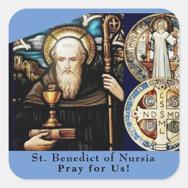 Benedikt von Nursia Quadratischer Aufkleber (Vorderseite)