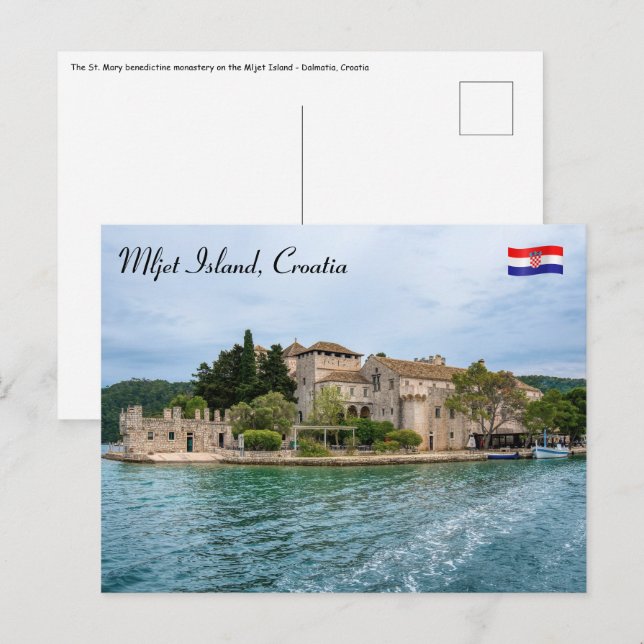 Benediktinerkloster auf der Insel Mljet - Kroatien Postkarte (Vorne/Hinten)