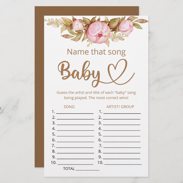 Benennen Sie das Baby Dusche Spiel (Vorne/Hinten)