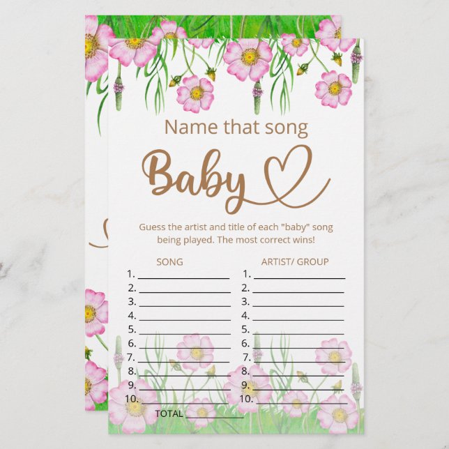 Benennen Sie das Baby Dusche Spiel (Vorne/Hinten)