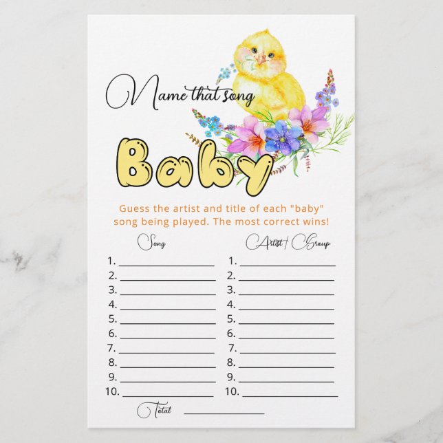 Benennen Sie das Baby Dusche Spiel (Vorderseite)