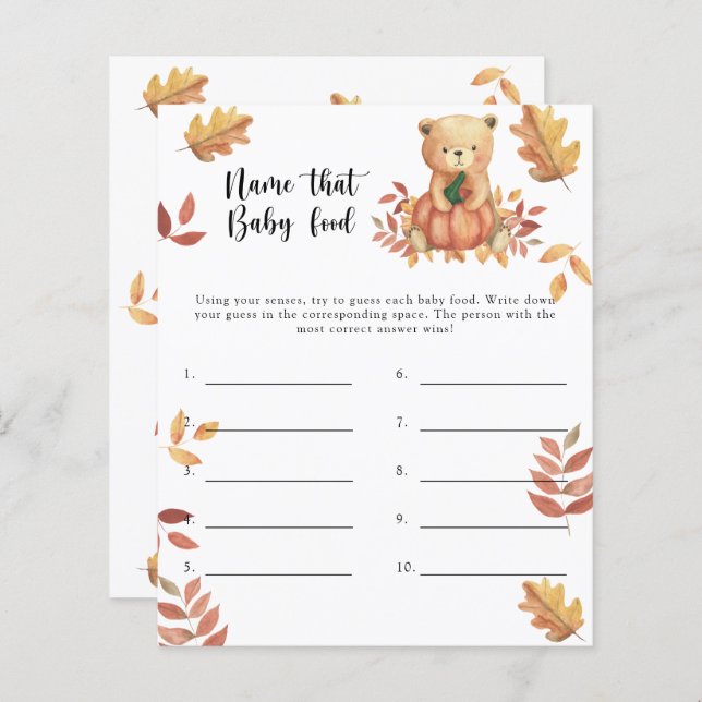 Benennen Sie das Baby Food Dusche Spiel (Vorne/Hinten)