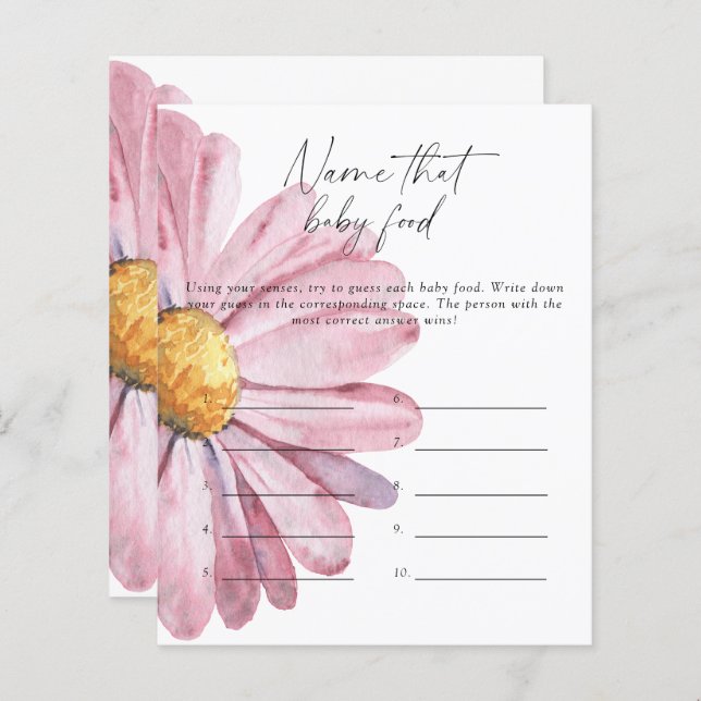 Benennen Sie das Baby Food Dusche Spiel - Daisy (Vorne/Hinten)