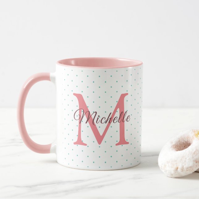 Benennen Sie das erste Monogramm mit dem Namen Cha Tasse (Mit Donut)