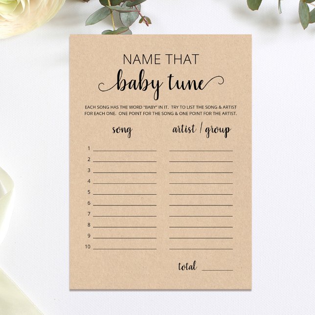 Benennen Sie die Baby Tuning Baby Shower Game Card Einladung (Von Creator hochgeladen)
