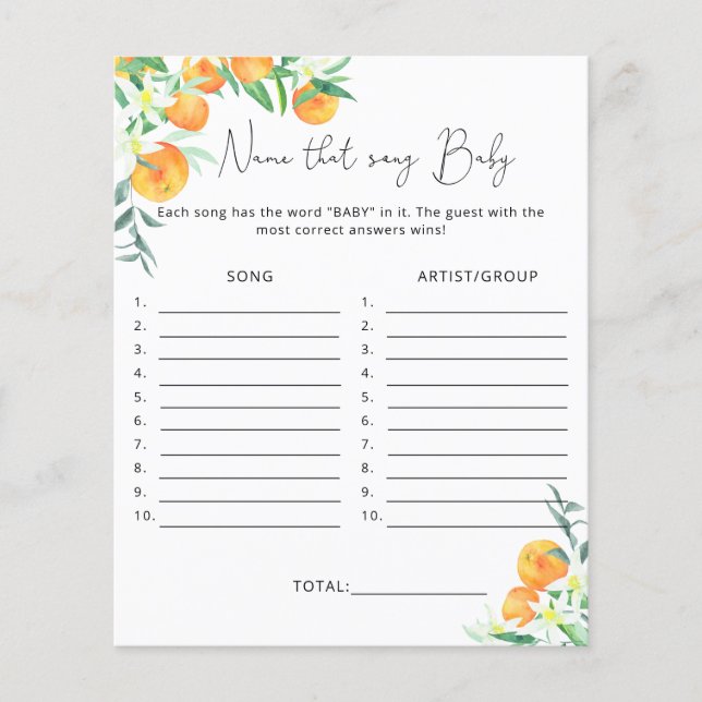 Benennen Sie dieses Lied \ Little Süsse Baby Dusch (Vorderseite)