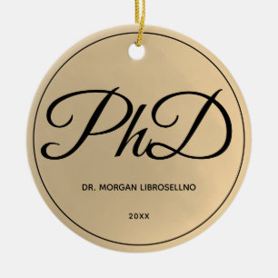 Benennen Sie Foto Gold PhD-Abschluss elegant Keramik Ornament