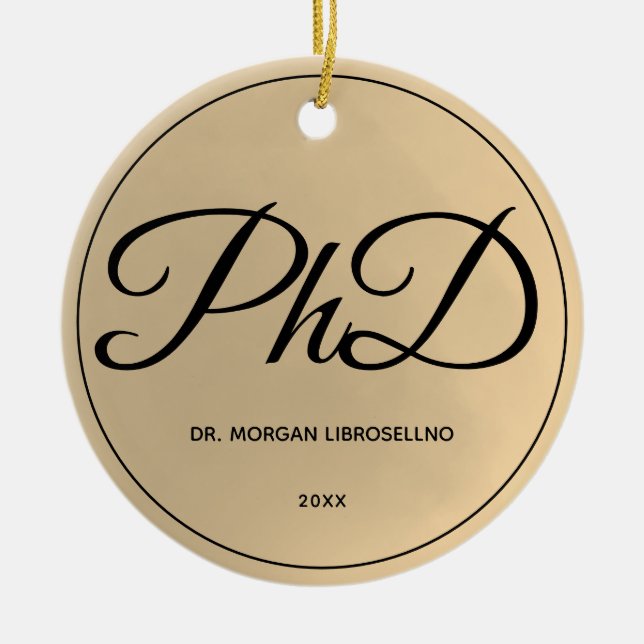 Benennen Sie Foto Gold PhD-Abschluss elegant Keramik Ornament (Vorne)