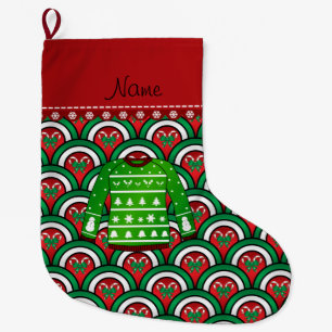Benennen Sie grüne hässliche Weihnachtspulli-Halbk Großer Weihnachtsstrumpf