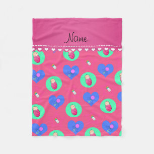 Benennen Sie rosa Herzen dots stars Baby Rattle Fl Fleecedecke