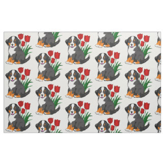 Benese Mountain Welpe mit Tulips Stoff
