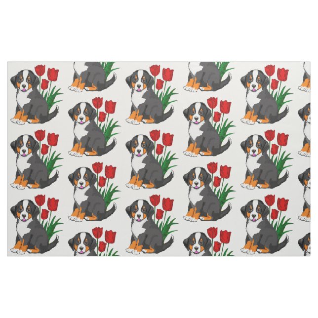 Benese Mountain Welpe mit Tulips Stoff (Fat Quarter (45,7 x 55,9 cm))