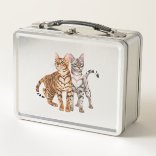 Bengal Cat Buddies Rosette and Snow Bengal Cats Pr Metall Brotdose