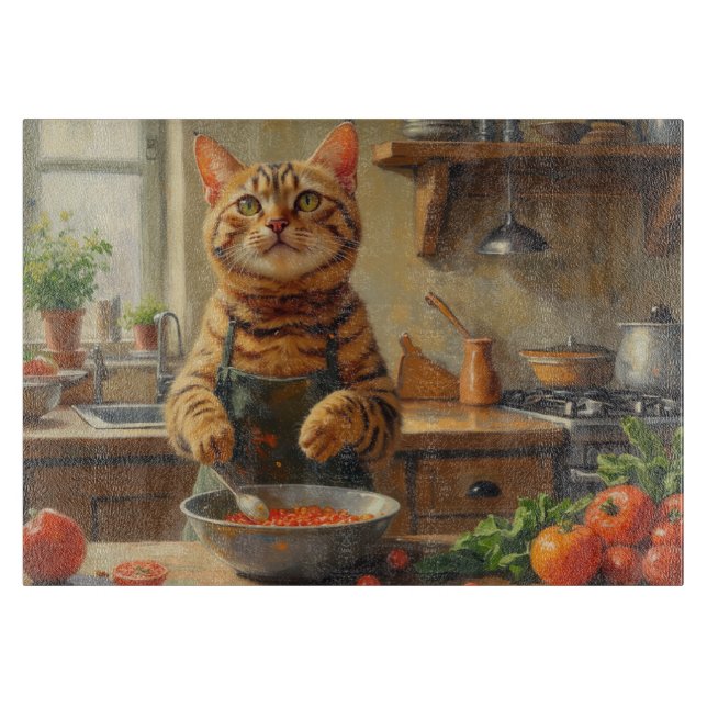 Bengal Cat Cooking in Kitchen Schneidebrett (Vorderseite)
