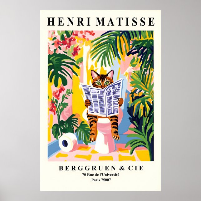 Bengal Cat on Toilet Art Bathroom Print in Henri Poster (Vorne)