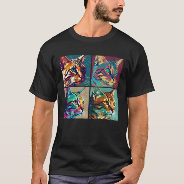 Bengal Cat Pop Illustration Colorful Animal Women  T-Shirt (Vorderseite)