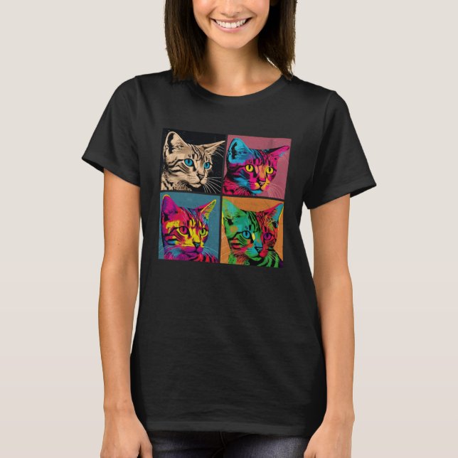 Bengal Cat Pop Illustration Colorful Animal Women  T-Shirt (Vorderseite)