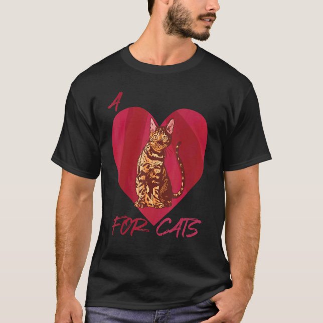 Bengal cat With Heart For Cats Cat Love Kitten T-Shirt (Vorderseite)