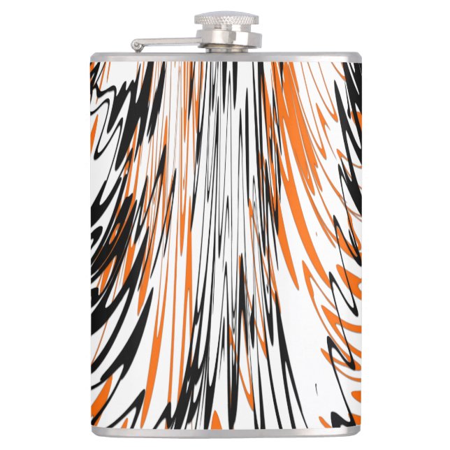 Bengal Colors Squiggly Orange and Black Lines Flachmann (Vorderseite)