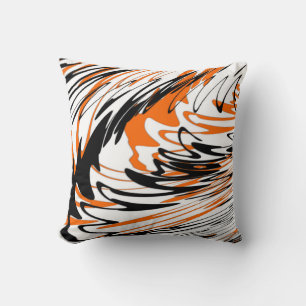 Bengal Farben geschwungene orange und schwarze Lin Kissen