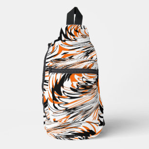 Bengal Farben Schlängellinien Orange und Schwarze Crossbody Bag