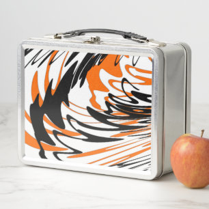 Bengal Farben Schlängellinien Orange und Schwarze  Metall Brotdose