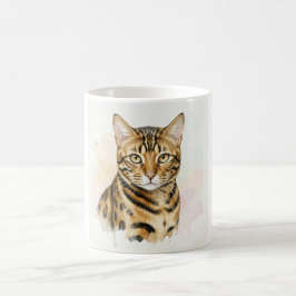 Bengal-Katze Aquarell-Porträt Kaffeetasse
