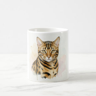 Bengal-Katze Aquarell-Porträt Kaffeetasse