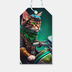 Bengal-Katze fährt Fahrrad am St. Patrick's Day Geschenkanhänger