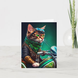 Bengal-Katze fährt Fahrrad am St. Patrick's Day Karte
